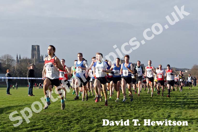 Start of the 2013 Durham Cathedral Relays senior mens race.